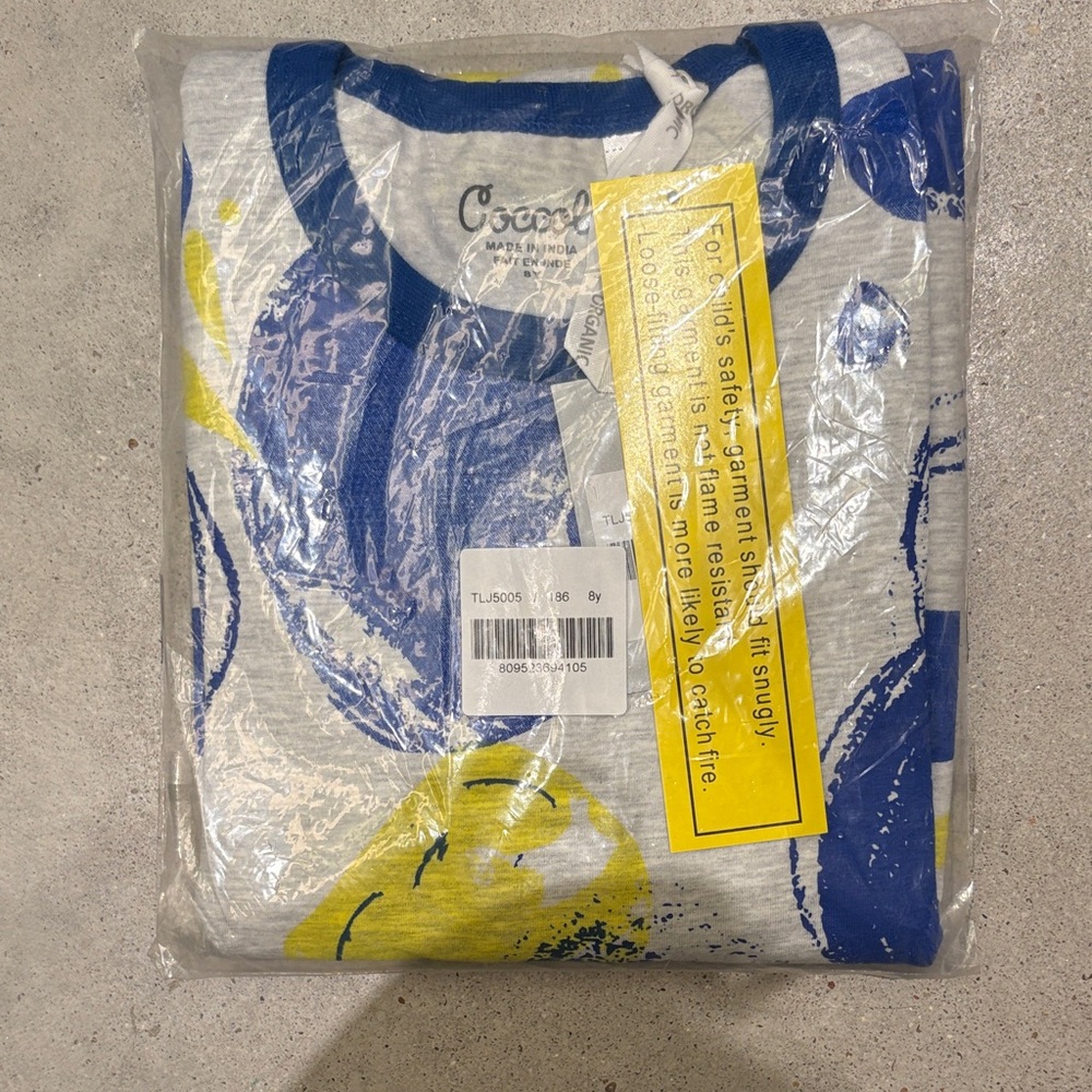 Boys blue and yellow patterned sleep set